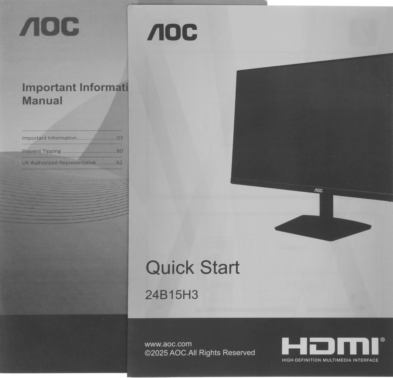 Монитор AOC 23.8" 24B15H3 черный IPS 16:9 HDMI матовая 1000:1 250cd 178гр/178гр 1920x1080 120Hz VGA FHD 2.8кг