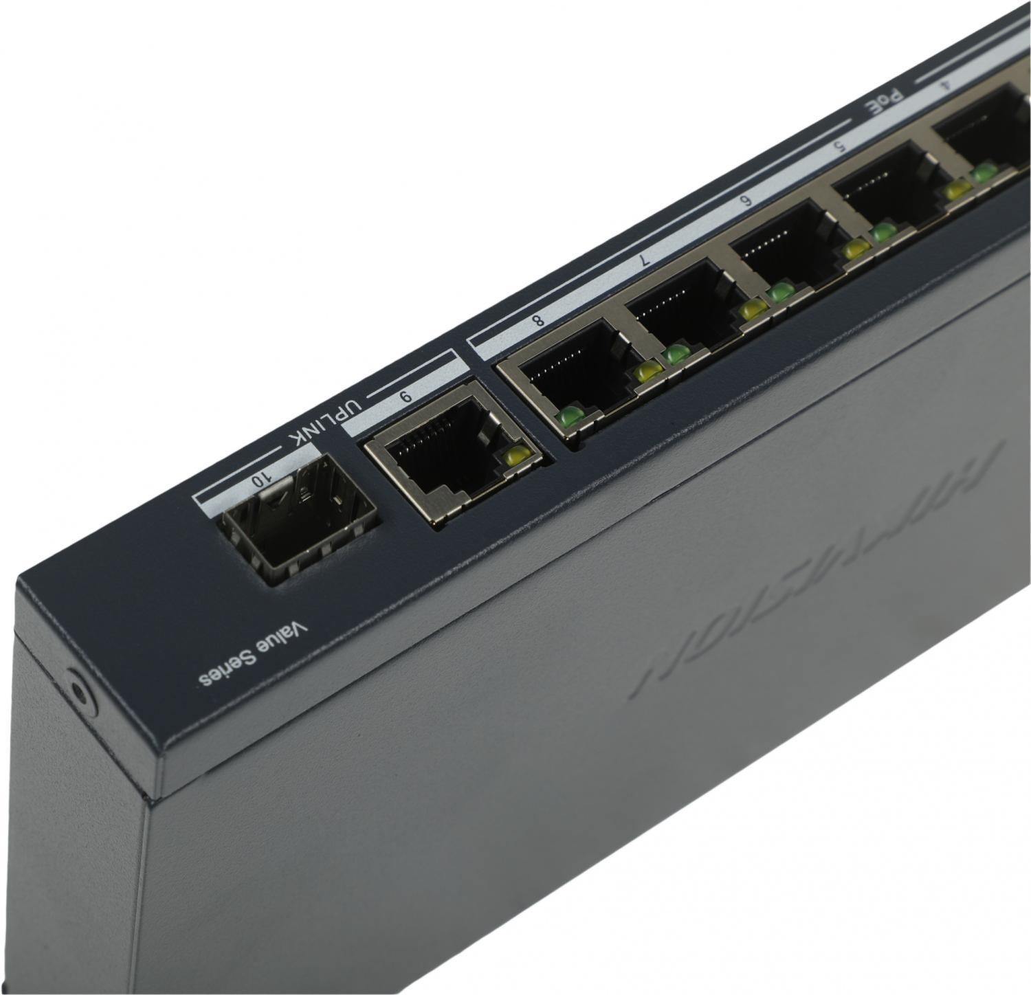 Коммутатор Hikvision DS-3E0510P-E/M(B) 9x1Гбит/с 1SFP 8PoE 58W неуправляемый