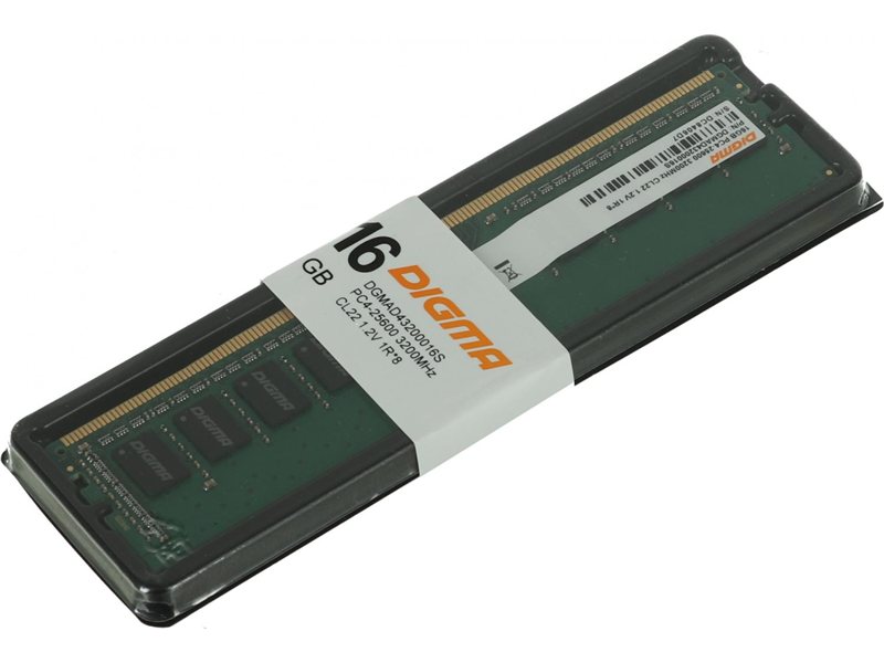 Память DDR4 16GB 3200MHz Digma DGMAD43200016S RTL PC4-25600 CL22 DIMM UDIMM 288-pin 1.2В single rank Ret
