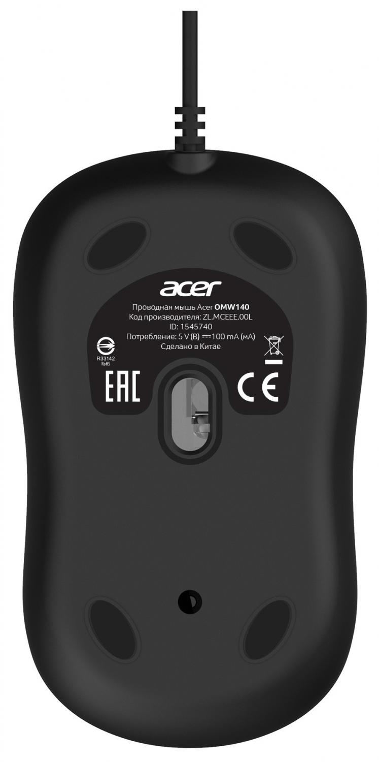 Мышь Acer OMW140 черный оптическая 1200dpi USB 3but (ZL.MCEEE.00L)