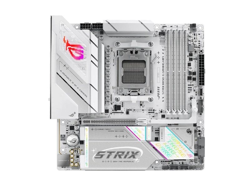 ASUS ROG STRIX B850-G GAMING WIFI (Socket AM5, mATX, 4xDDR5(256GB), DP/HDMI, 2xPCIe 5.0x16, 1xLAN (2.5GbE), Wi-Fi, BT, 2xSATA 6Gb/s, 4xM.2, 2xType-C, 6xUSB 3.2, 2xUSB 2.0)