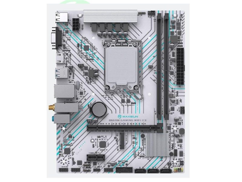 MAXSUN MS-B660M GAMING WIFI ICE (Socket 1700, mATX, 2*DDR4(64Gb), VGA/HDMI, 3*SATA3, 1*M.2, 1*PCIEx16/1*PCIEx1, 4*USB2.0, 2*USB 3.2, LAN 1*1G, Bluetooth 4.2,  Wi-Fi 802.11ac, RTL)