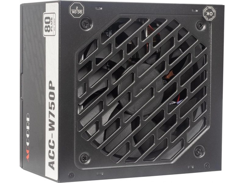 Блок питания Accord ATX 750W ACC-W750P 80+ white (20+4pin) APFC 120mm fan 6xSATA RTL