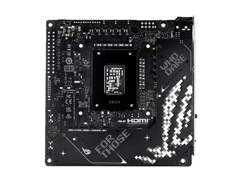Материнская плата ASUS ROG STRIX Z890-I GAMING WIFI, LGA1851, Z890, 2*DDR5, 2*SATA, 2*M.2, 4*USB 3.2, 2*USB 2.0, Type-C, 1*PCIx16, HDMI, mITX; 90MB1IC0-M0EAY1