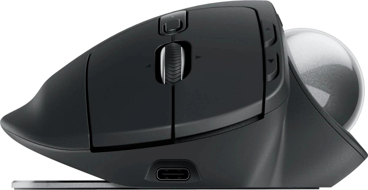 Трекбол Logitech Trackball MX Ergo S графитовый оптическая 2048dpi silent беспров. BT/Radio USB 8but (910-007261)