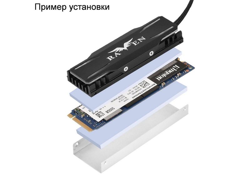 Аксессуары Silverstone G560TP03ARGB010 Комплект охлаждения M.2 SSD cooling kit with ARGB lighting