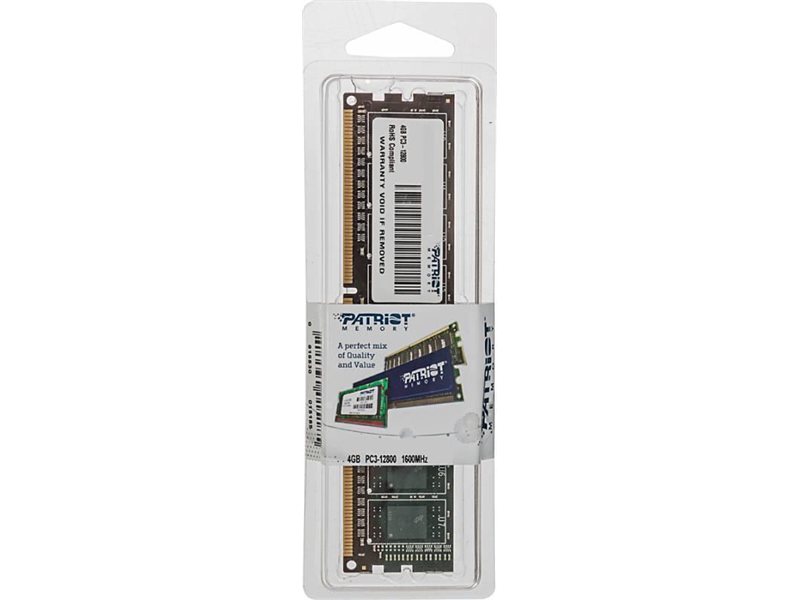 Память DDR3 4GB 1600MHz Patriot PSD34G16002 Signature Line RTL PC3-12800 CL11 DIMM UDIMM 240-pin 1.5В dual rank Ret