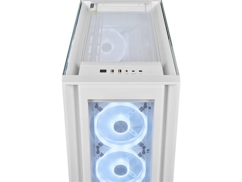 Корпус без блока питания/ Case Corsair iCUE 5000X RGB QL Edition, Midi-Tower, TG, 4x120mm RGB, 2xUSB-A 3.2, 1xUSB 3.2 Type-C, E-ATX, ATX, mATX, mITX White