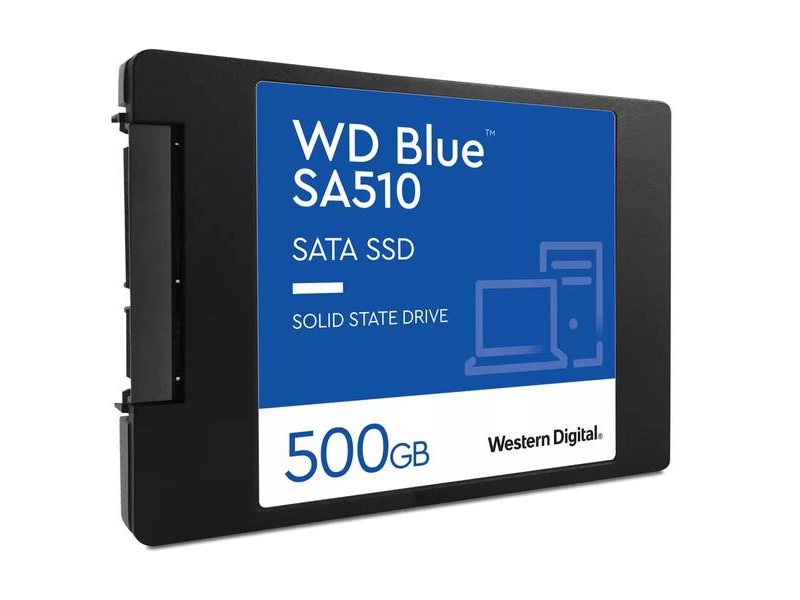 Твердотельный накопитель WD SSD Blue SA510, 500GB, 2.5" 7mm, SATA3, R/W 560/510MB/s, IOPs 90 000/82 000, TBW 200, DWPD 0.2 (12 мес.)