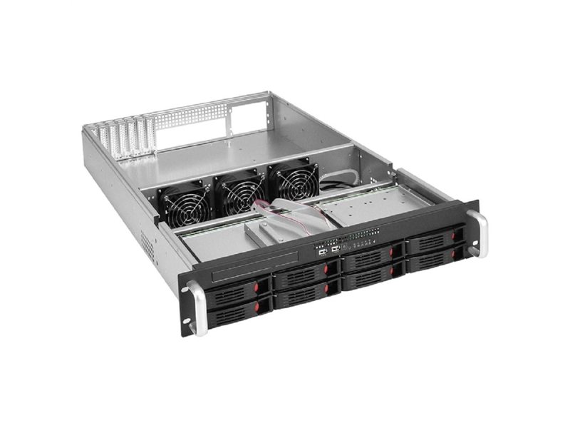 Exegate EX292255RUS Серверный корпус ExeGate Pro 2U660-HS08 <RM 19", высота 2U, глубина 660, без БП, 8xHotSwap, USB>
