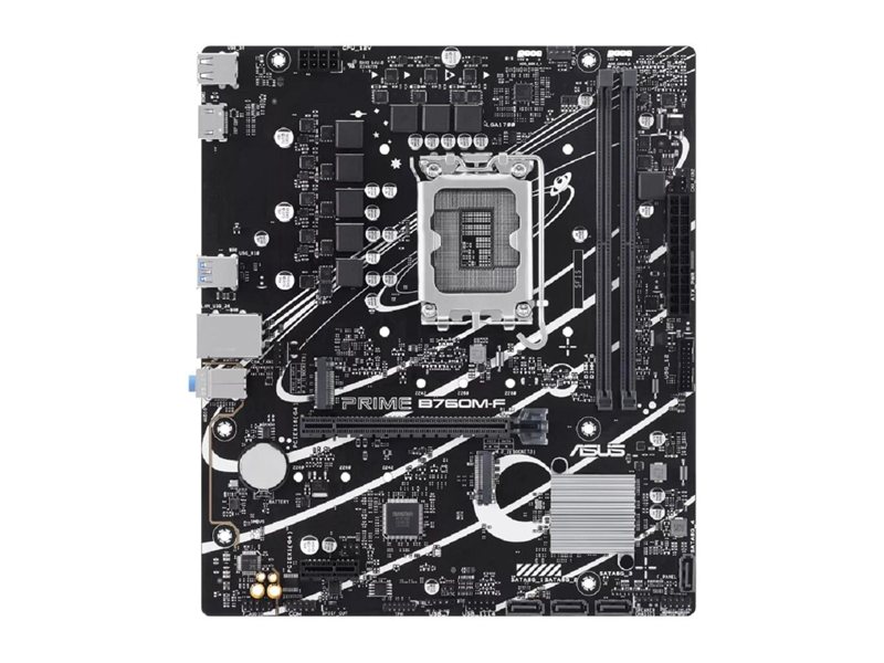 ASUS PRIME B760M-F (Socket 1700, mATX, 2xDDR5(96GB), HDMI 2.1, 1xPCIe 4.0x16/1xPCIe 4.0, 1xLAN (1GbE), 4xSATA 6Gb/s, 2xM.2, 4xUSB 3.2, 2xUSB 2.0)