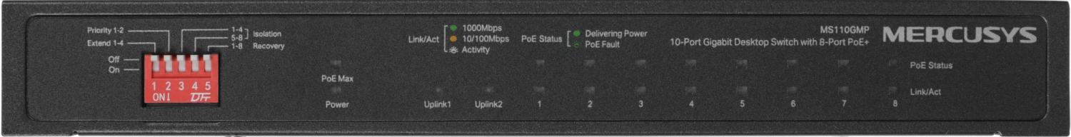Коммутатор Mercusys MS110GMP (L2) 10x1Гбит/с 8PoE+ 111W неуправляемый