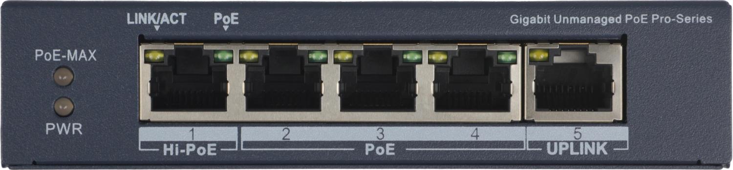 Коммутатор Hikvision DS-3E0505HP-E 5x1Гбит/с 3PoE+ 1PoE++ 60W неуправляемый