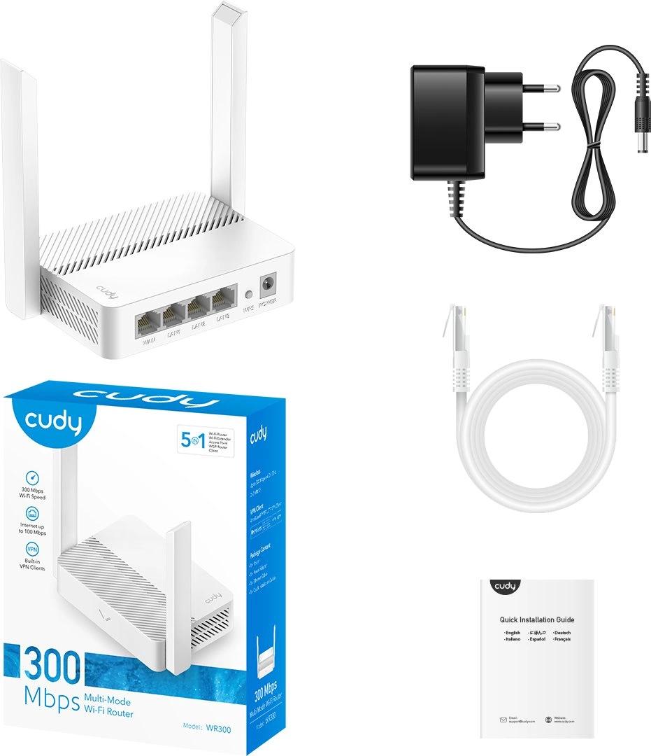 Роутер беспроводной Cudy WR300 N300 10/100BASE-TX/Wi-Fi белый