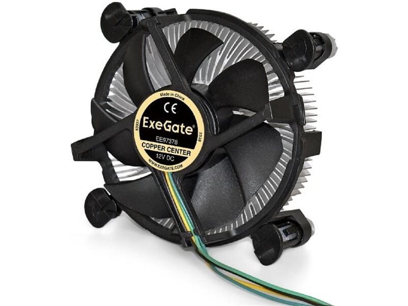 Exegate EX283278RUS Кулер ExeGate EE97378, Al + Copper, S1150/1151/1155/1156, TDP 95W, Hydro bearing, 4pin, 23.5db, BOX