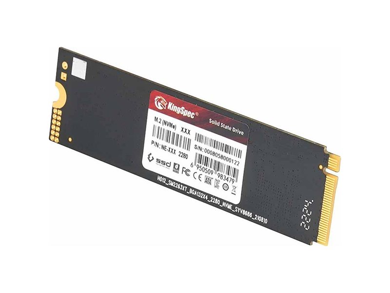 Твердотельный накопитель/ Kingspec SSD NE-2TB 2280, 2048GB, M.2(22x80mm), NVMe, PCIe 3.0 x4, R/W 3100/2100MB/s, IOPs н.д./н.д., TBW 2000, DWPD 0.89 (3 года)