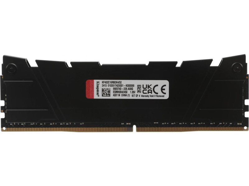 Память DDR4 4x8GB 3200MHz Kingston KF432C16RB2K4/32 Fury Renegade Black RTL Gaming PC4-25600 CL16 DIMM UDIMM 288-pin 1.35В single rank с радиатором Ret