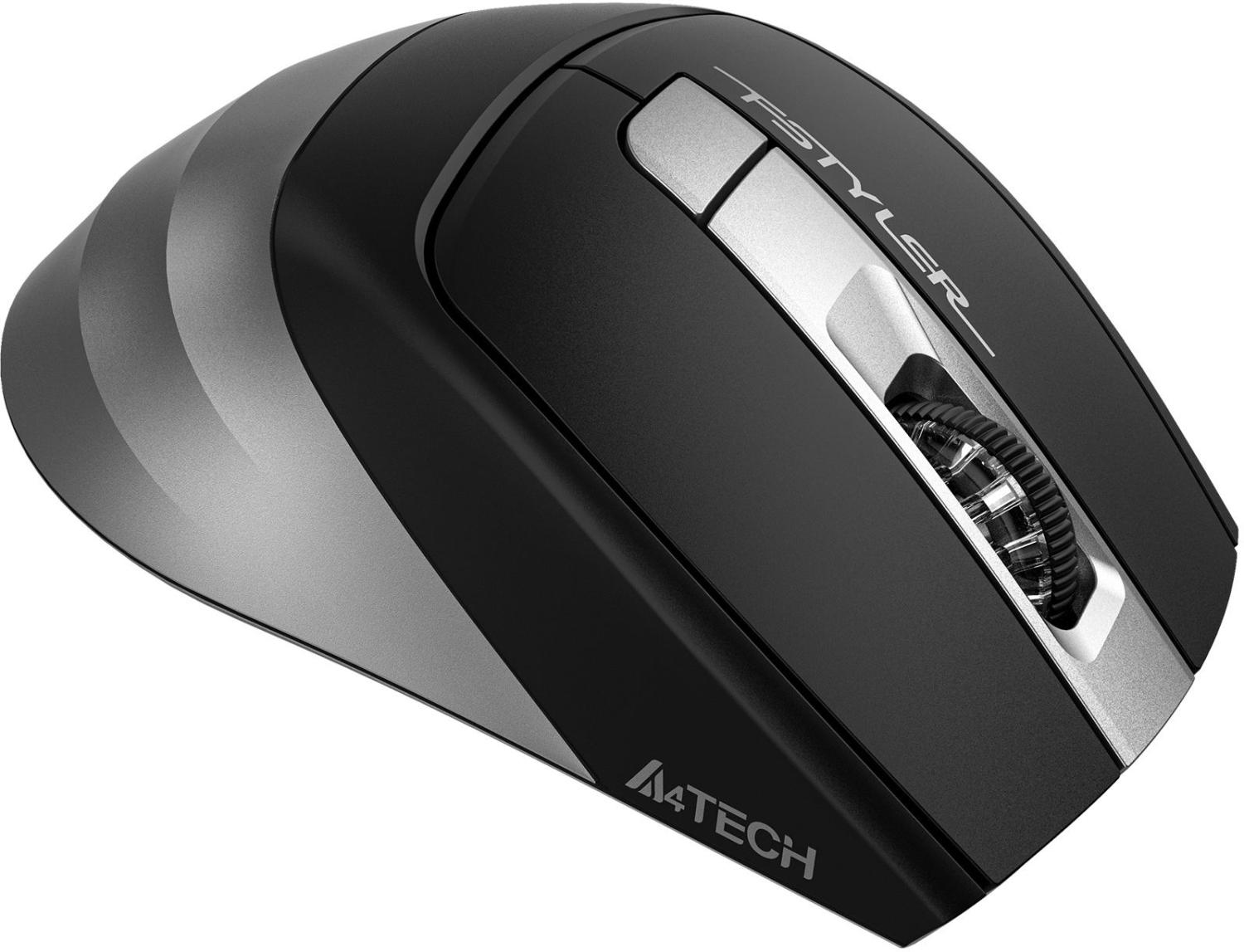 Мышь A4Tech Fstyler FB35S серый/черный оптическая 2000dpi беспров. BT/Radio USB для ноутбука 5but (FB35S USB SMOKY GREY)