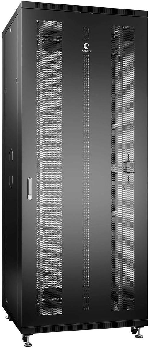Шкаф серверный Cabeus (ND-05C-42U80/100-BK) напольный 42U 800x1000мм пер.дв.перфор. задн.дв.перфор. 800кг RAL 7035 900мм 132кг 220град. 2055мм IP20 сталь
