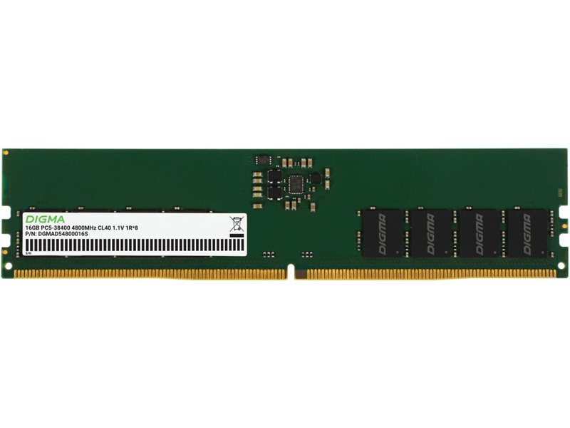 Память DDR5 32GB 4800MHz Digma DGMAD54800032D RTL PC5-38400 CL40 DIMM UDIMM 288-pin 1.1В dual rank Ret