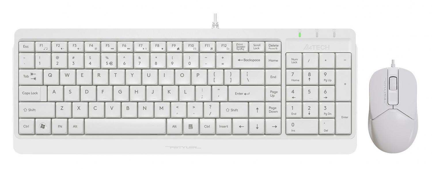 Клавиатура + мышь A4Tech Fstyler F1512 клав:белый мышь:белый USB (F1512 WHITE)