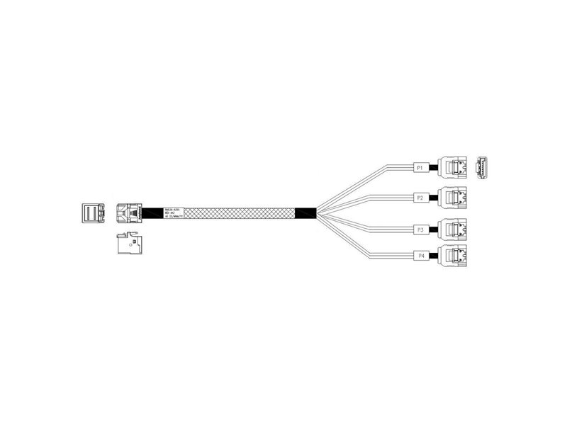 Кабель Amphenol RHS36-4395,   HDmSAS SFF8643 -to- 4*SATA, Crossover, 75cm