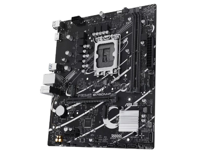 ASUS PRIME B760M-F (Socket 1700, mATX, 2xDDR5(96GB), HDMI 2.1, 1xPCIe 4.0x16/1xPCIe 4.0, 1xLAN (1GbE), 4xSATA 6Gb/s, 2xM.2, 4xUSB 3.2, 2xUSB 2.0)