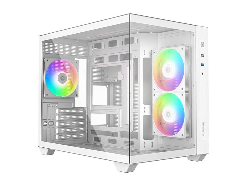 Корпус Case ID-Cooling VIEW 500 ARGB White mATX/win TG/3 fans/Gen2 Type C/CPU 162mm/GPU 407mm/no PSU