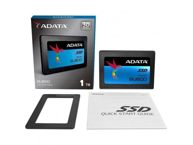 Твердотельный накопитель SSD ADATA Ultimate SU800 ASU800SS-256GT-C 256GB 2.5" Client SATA 6Gb/s, 560/520, IOPS 85/80K, MTBF 2M, 3D V-NAND TLC, 200TBW, Adapter 2.5" (7mm to 9.5mm), Retail (967250)