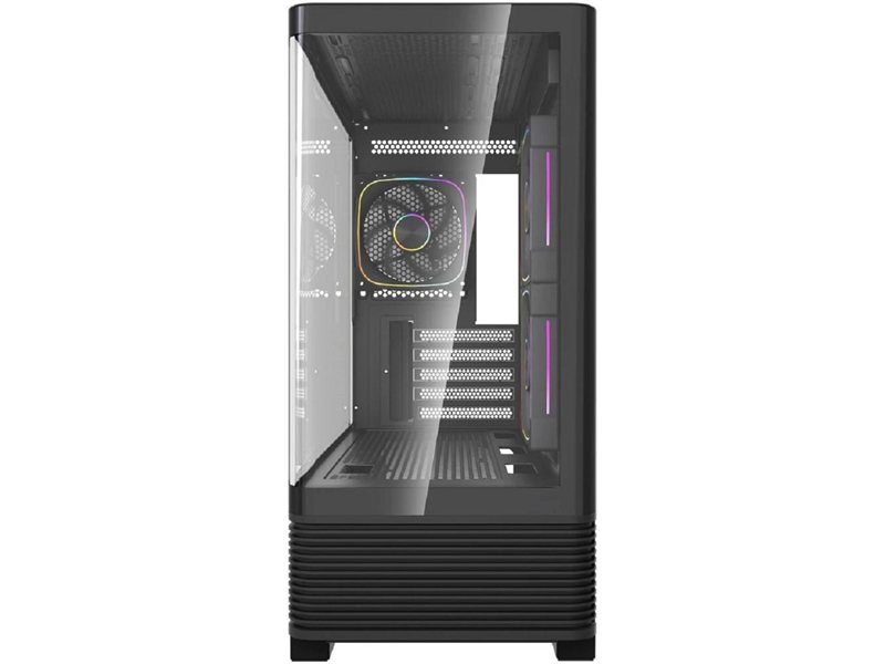 Powercase Корпус Vision Micro M6B, Curved Glass, Type-C, 3x 120mm ARGB PWM Fan, чёрный, mATX (CVMM6B-A3)