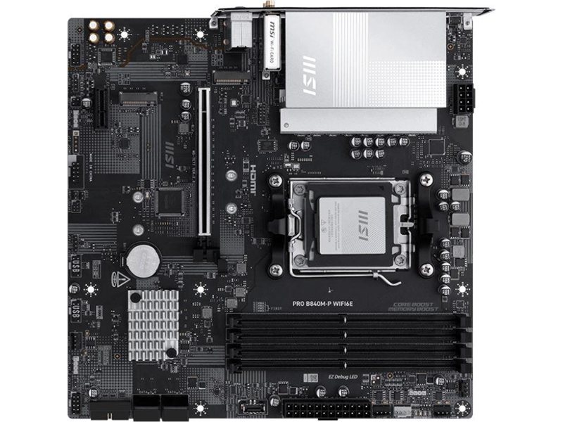 Материнская плата MSI PRO B840M-P WIFI6E SocketAM5 AMD B840 4xDDR5 ATX AC`97 8ch(7.1) 2.5Gg RAID+HDMI