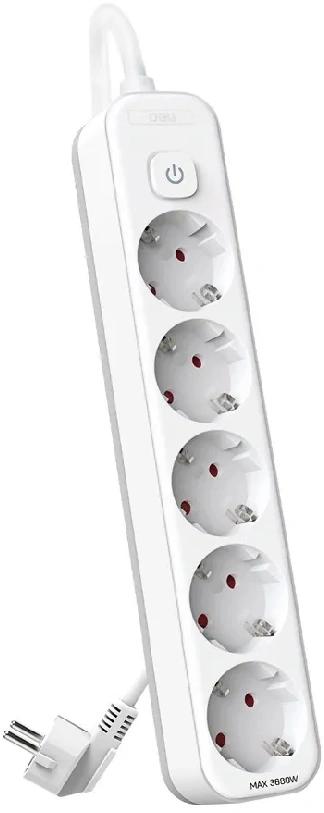 Сетевой фильтр Deli ET439 5м (5 розеток) белый (пакет ПЭ)