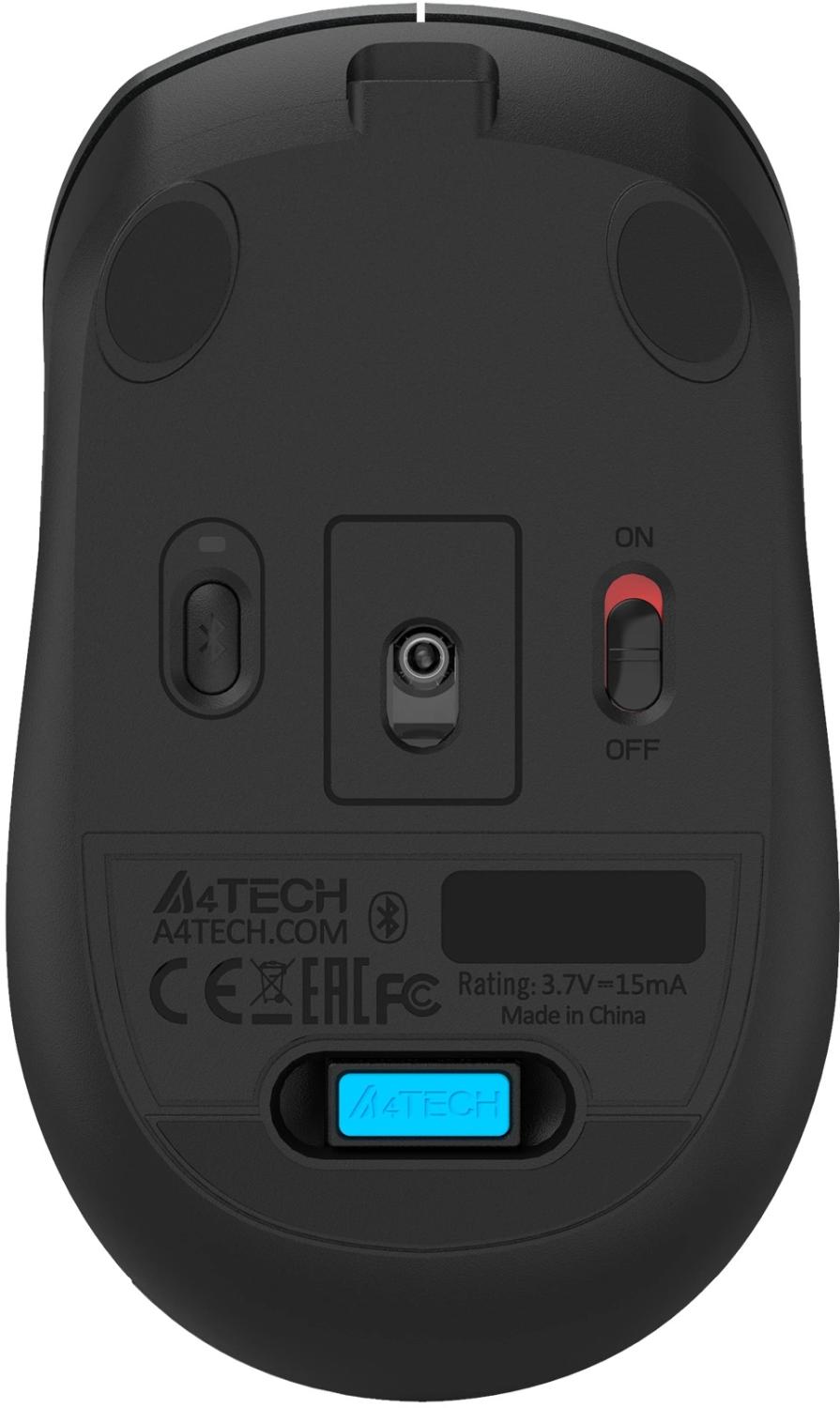 Мышь A4Tech Fstyler FB26CS Air2 серый/черный оптическая 2000dpi silent беспров. BT/Radio USB для ноутбука 4but (FB26CS AIR2 SMOKY GREY)