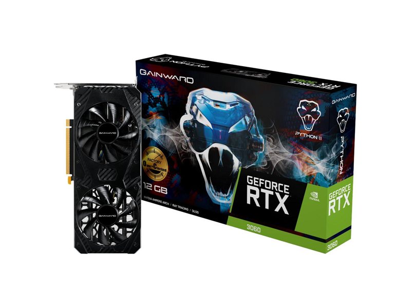 Видеокарта Gainward RTX3060 PYTHON II OC 12GB GDDR6 192bit 3xDP HDMI 2FAN RTL