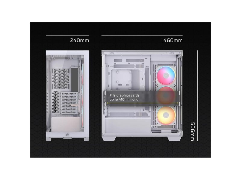Корпус без блока питания/ Case Corsair 3500X LX-R RGB iCUE LINK, Midi-Tower, TG, 3x120mm ARGB, 2xUSB-A 3.2, 1xUSB 3.2 Type-C, E-ATX, ATX, mATX, mITX White