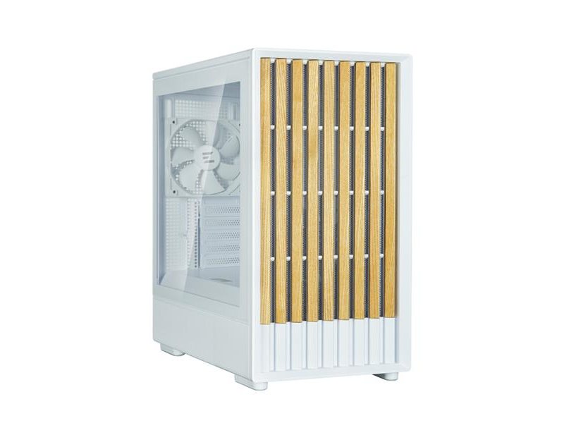 корпус ZALMAN P10 NAMU, MATX, WHITE, WINDOW, FRONT COVER WALNUT, 2x3.5", 3x2.5", 1xUSB TYPE-C, 1xUSB3.0, FRONT 2x120mm, REAR 1x120mm ARGB