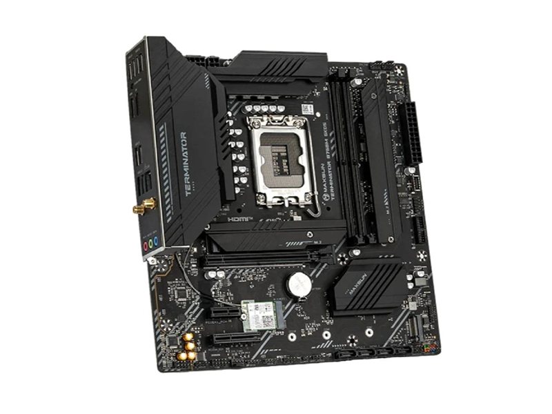 MAXSUN MS-Terminator B760M GKD5 WIFI (Socket 1700, mATX, 2*DDR5(96Gb), DP/HDMI, 4*SATA3, 3*M.2, 1xPCI-Ex16/1*PCIEx4/1*PCIEx1, 6*USB 2.0, 2*USB 3.2, LAN 1*2.5G, Wi-Fi 6, RTL)