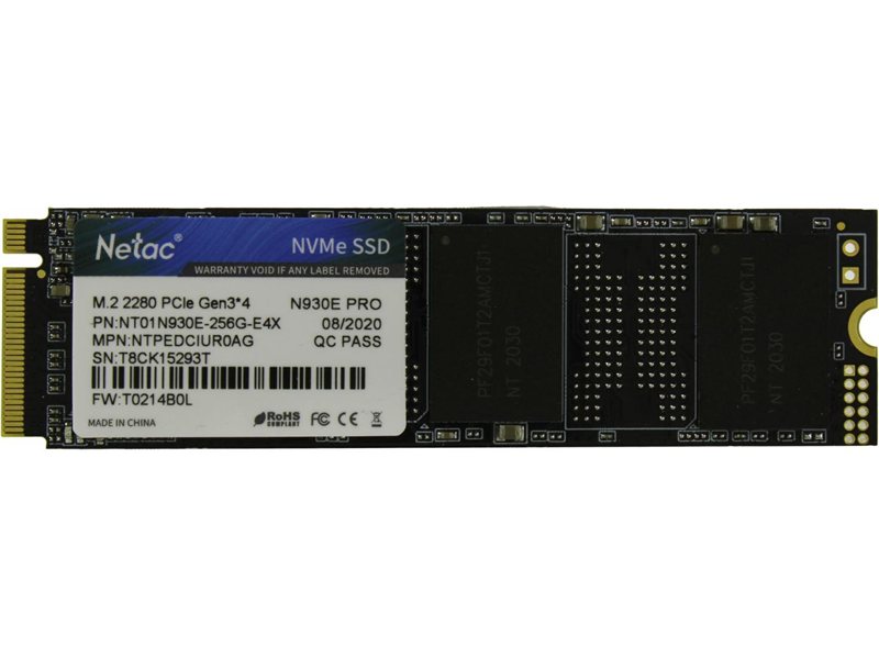 Накопитель SSD Netac PCIe 3.0 x4 256GB NT01N930E-256G-E4X N930E Pro M.2 2280