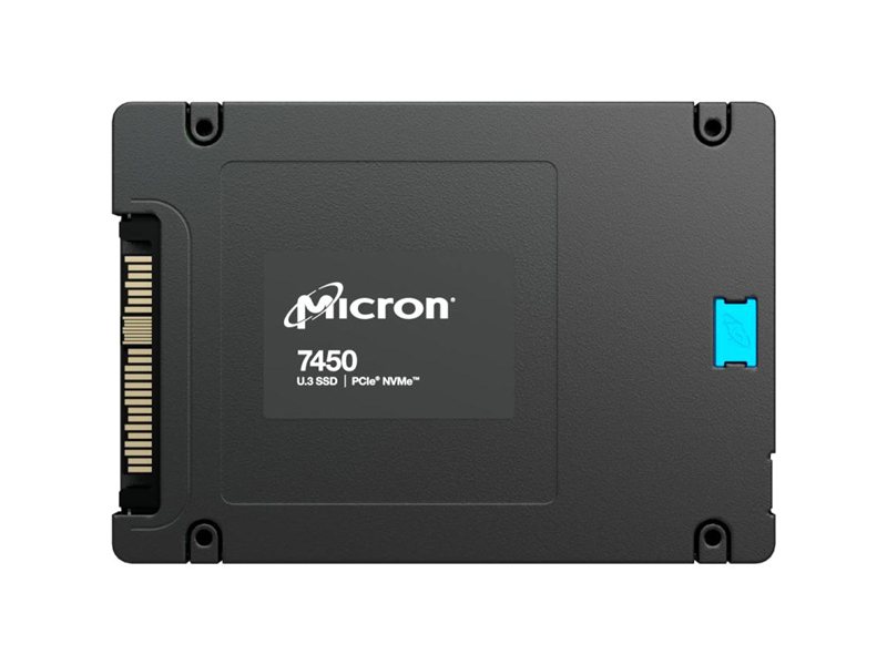Серверные твердотельные накопители/ Micron SSD 7450 MAX, 12800GB, U.3(2.5" 15mm), NVMe, PCIe 4.0 x4, 3D TLC, R/W 6800/5600MB/s, IOPs 1 000 000/410 000, TBW 70000, DWPD 3 (12 мес.)