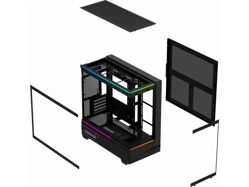 Корпус без блока питания/ Case Thermalright M10 Vision, Mini-Tower, TG, LCD, ARGB, no fans, 2xUSB-A 3.0, 1xUSB Type-C, mATX, mITX Black