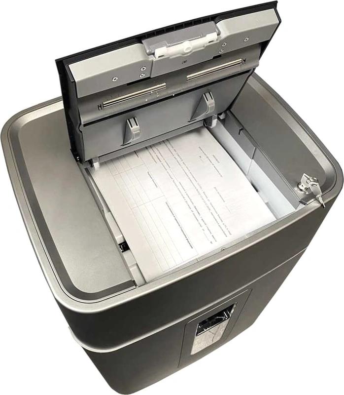 Шредер Office Kit SA300 (1,9х15) серый/черный с автоподачей (секр.P-5) фрагменты 11лист. 45лтр. скобы пл.карты