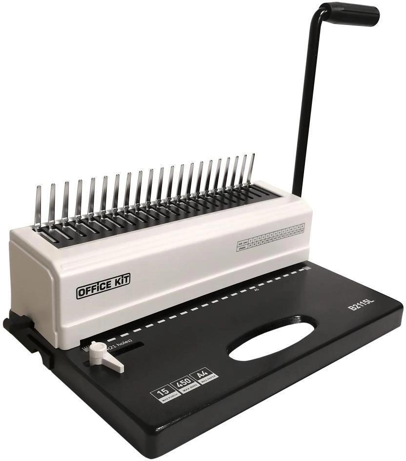 Переплетчик Office Kit B2115L A4/перф.15л.сшив/макс.450л./пластик.пруж. (4.5-51мм)