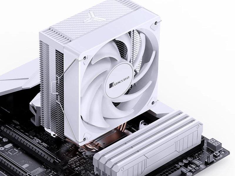 Кулер для процессора/ CPU Cooler JONSBO CR-1000E (210W, 4-pin PWM, 154mm, Al/Cu, 4x6mm, FRGB, 1x120mm, 59.48CFM, 32.0dBA, 1500RPM, S: 1700/1200/115X, White)