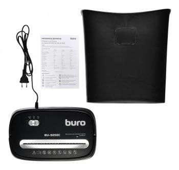 Шредер Buro Home BU-S050C черный (секр.P-3) фрагменты 5лист. 13лтр. скрепки скобы пл.карты