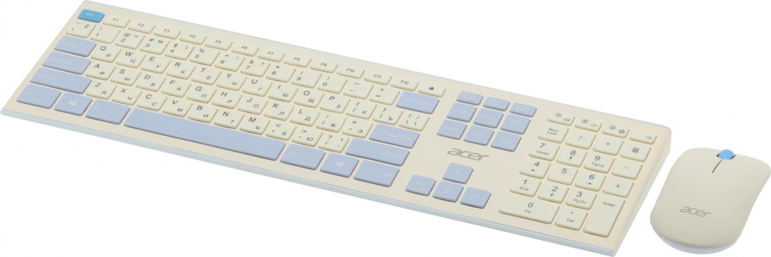 Клавиатура + мышь Acer OCC205 клав:белый/голубой мышь:белый/голубой USB беспроводная slim Multimedia (ZL.ACCEE.00C)