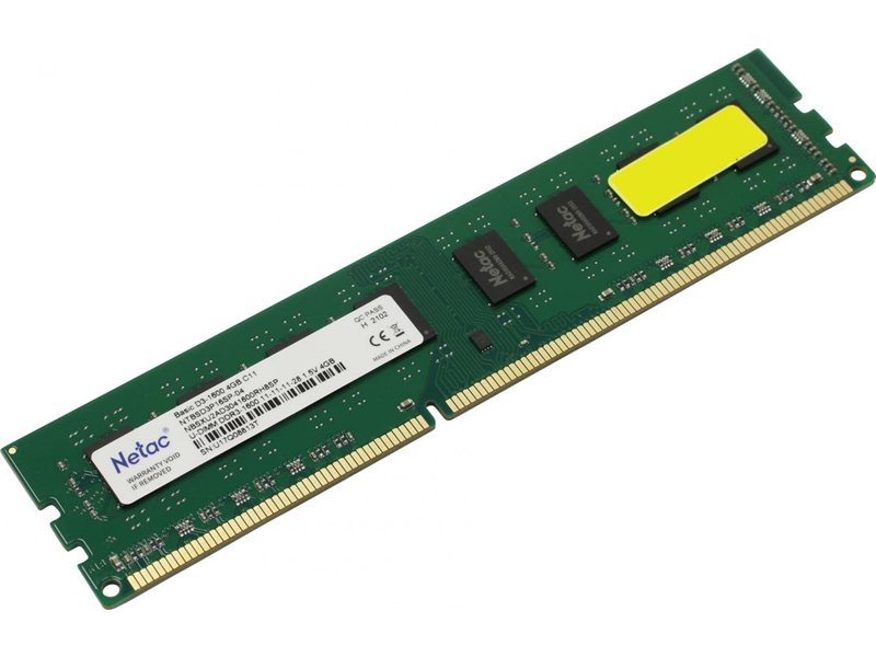 Память DDR3 4GB 1600MHz Netac NTBSD3P16SP-04 Basic RTL PC3-12800 CL11 DIMM UDIMM 240-pin 1.5В dual rank Ret