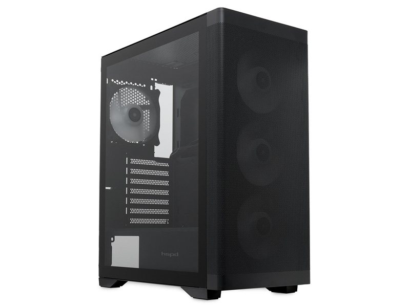 Корпус без блока питания/ Case HSPD M520, Mesh Mid Tower, Black, slide TG, 0.45 SPCC, 4x120mm ARGB (M11-120) ATX, mATX, mITX 160/330/184mm 2x2.5", -, 7xPCI 2xUSB-A 3.0, 1xUSB-A 1.0 390x200x449mm
