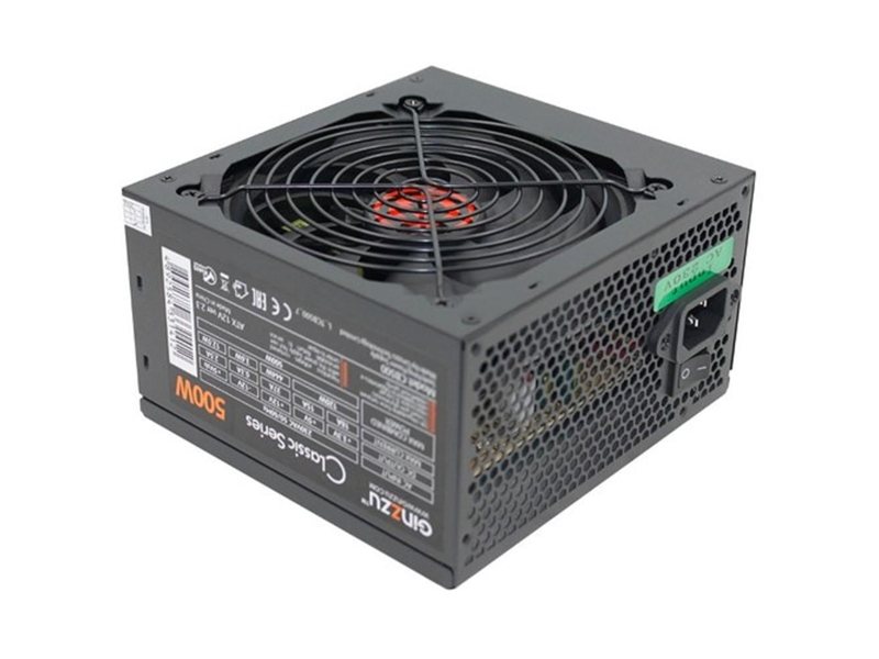 Ginzzu CB500 12CM black,24+4p,PCI-E, 4*SATA, 3*IDE,оплетка MB, кабель питания