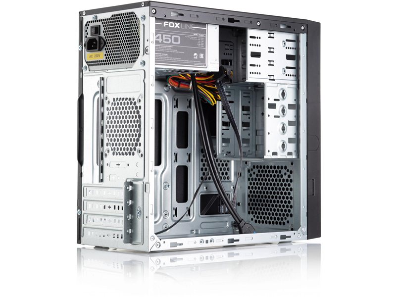 Корпус с блоком питания 450Вт./ Case Foxline FL-733R, mATX, 2x5.25EXT, 2x3.5EXT, 5x3.5INT, 2xUSB3.0, 2xUSB2.0, HDA, w/o FAN, w/450W ATX PSU, w/1.2m EU pwr cord