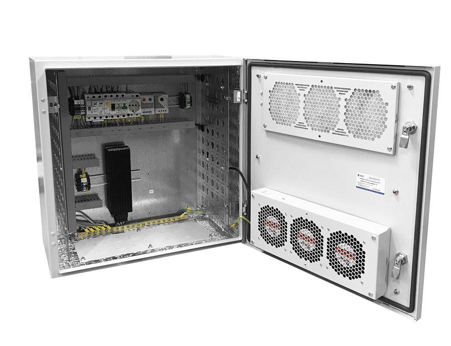 Шкаф коммутационный ЦМО (ШТВ-Н-15.6.5-4ААА-Т1) настенный 15U 600x530мм пер.дв.металл несъемн.бок.пан. 150кг серый 120град. 750мм всепогодный с вентилятором с нагревателем укомплектованный
